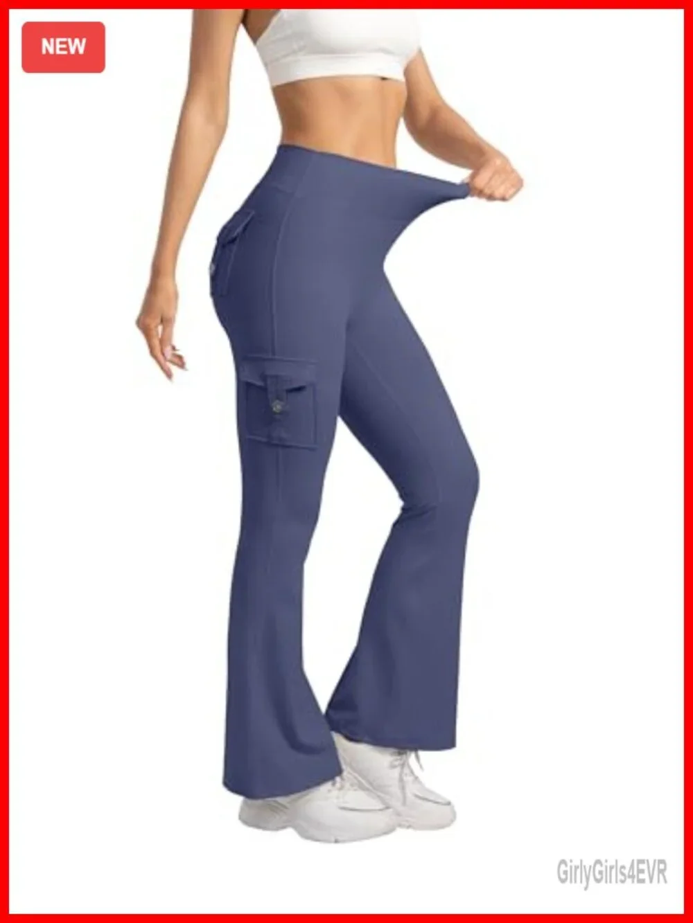High Waisted Flare Leggings with Pockets Hidden Scrunch No Front Seam
